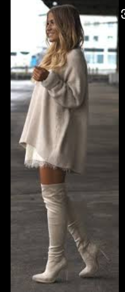 RAYE CREAM CANVAS THIGH HIGH BOOTS WORN 1X EUC SIZE 8.5